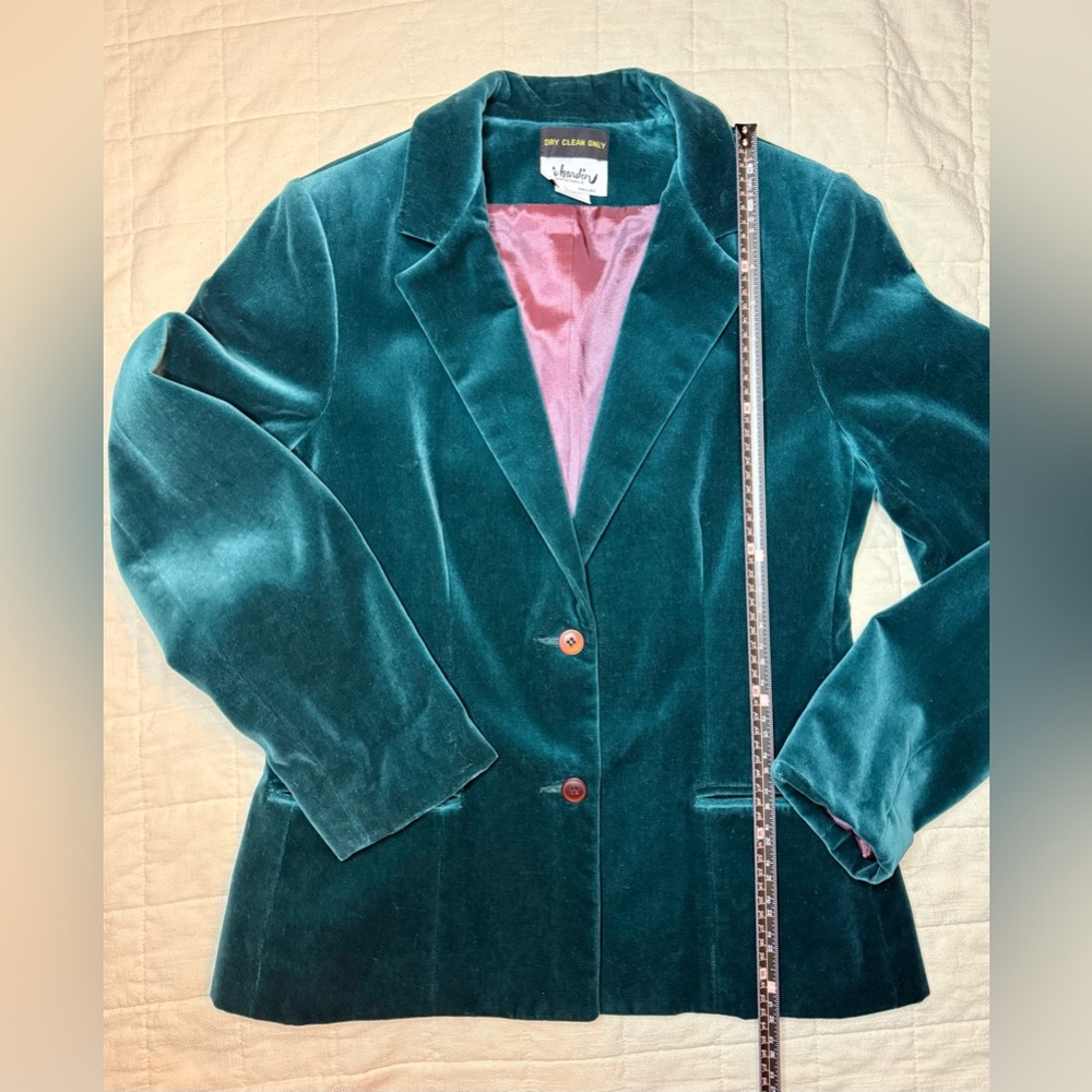 Jo Hardin vintage women’s teal velvet blazer size 10 - Picture 11 of 14